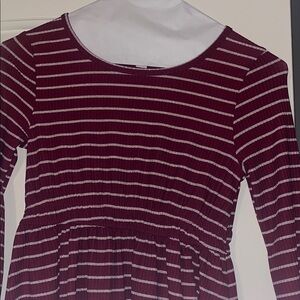 Derek Heart Maroon and White Striped Kids Dress 10/12